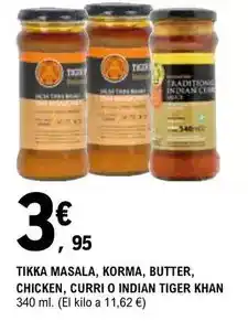 E.Leclerc Tiger khan - tikka masala, korma, butter, chicken, curri o indian oferta