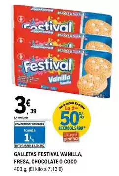 E.Leclerc Noel - galletas vainilla, fresa, chocolate o coco oferta