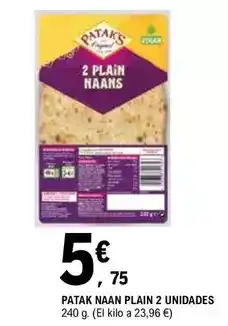 E.Leclerc Patak's - naan plain 2 unidades oferta