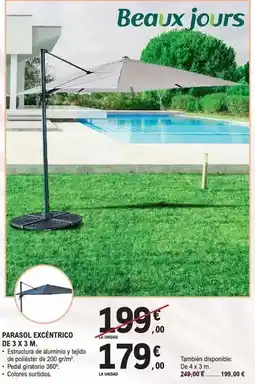 E.Leclerc Beaux jours - parasol excentrico de 3 x 3 m oferta