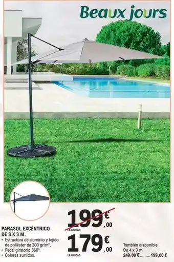 Beaux jours - parasol excentrico de 3 x 3 m