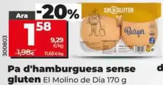 Dia El molino de dia - pan de hamburguesa sin gluten oferta