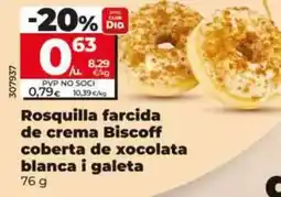 Dia Rosquilla rellena de crema biscoff cubierta de chocolate blanco y galleta oferta