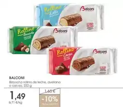 Supermercados Plaza Balconi - bizcocho rollino de leche, aveliana o cacao oferta