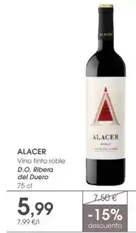 Supermercados Plaza Ribera - alacer vino tinto roble d.o. del duero oferta