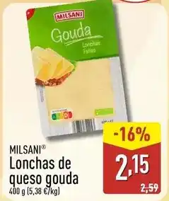 ALDI Milsani - lonchas de queso gouda oferta