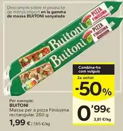 Caprabo Buitoni - massa per a pizza finissima rectangular oferta