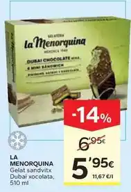 Caprabo La menorquina - gelat sandvitx dubai xocolata oferta