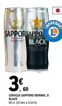 E.Leclerc Sapporo - cerveza normal o black oferta