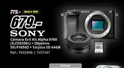 MediaMarkt SONY Cámara Evil Kit Alpha 6100 (ILCE6100L) + Objetivo SELP16502 + Tarjeta SD 64GB oferta