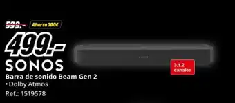 MediaMarkt SONOS Barra de sonido Beam Gen 2 oferta