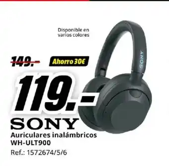 MediaMarkt SONY Auriculares inalámbricos WH-ULT900 oferta