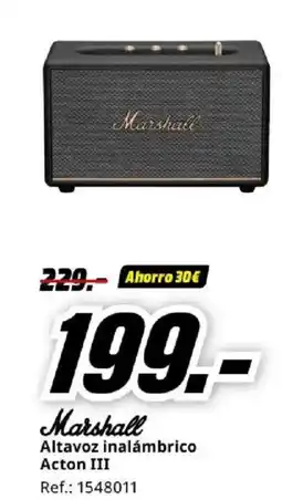 MediaMarkt MARSHALL Altavoz inalámbrico Acton III oferta