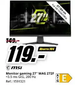 MediaMarkt MSI Monitor gaming 27" MAG 272F oferta