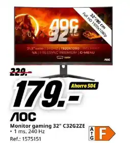 MediaMarkt AOC Monitor gaming 32" C32G2ZE oferta