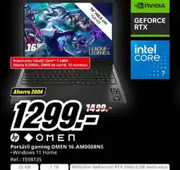 MediaMarkt HP OMEN Portátil gaming OMEN 16-AM0008NS oferta