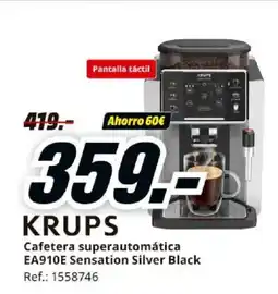 MediaMarkt KRUPS Cafetera superautomática EA910E Sensation Silver Black oferta