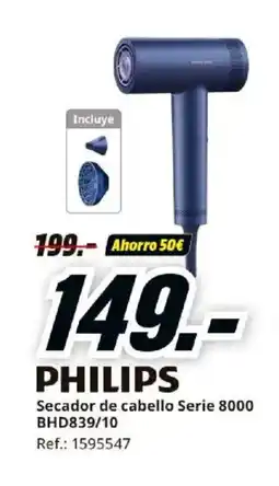 MediaMarkt PHILIPS Secador de cabello Serie 8000 BHD839/10 oferta