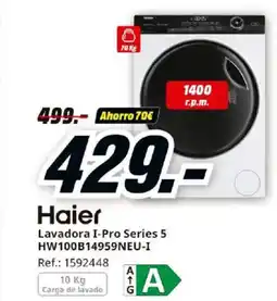 MediaMarkt HAIER Lavadora I-Pro Series 5 HW100B14959NEU-I oferta