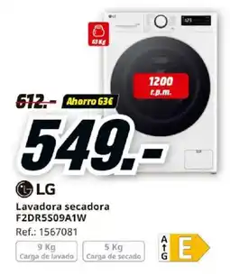 MediaMarkt LG Lavadora secadora F2DR5509A1W oferta