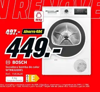 MediaMarkt BOSCH Secadora bomba de calor WTR83200ES oferta