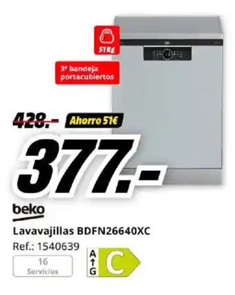 MediaMarkt BEKO Lavavajillas BDFN26640XC oferta
