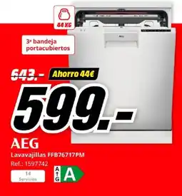 MediaMarkt AEG Lavavajillas FFB76717PM oferta