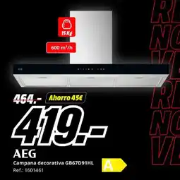 MediaMarkt AEG Campana decorativa GB67D91HL oferta