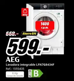 MediaMarkt AEG Lavadora integrable LFN7G8434F oferta