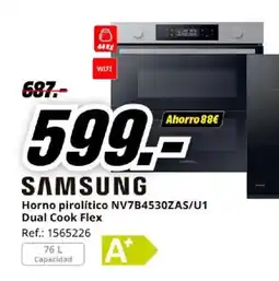 MediaMarkt SAMSUNG Horno pirolítico NV7B4530ZAS/U1 Dual Cook Flex oferta