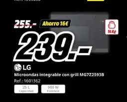 MediaMarkt LG Microondas integrable con grill MG7Z2593B oferta