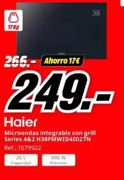MediaMarkt HAIER Microondas integrable con grill Series 4&2 H38FMWID4ID27N oferta
