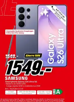 MediaMarkt SAMSUNG Smartphone Galaxy S26 Ultra 5G oferta