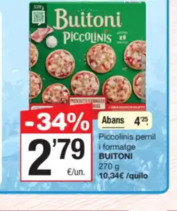 SPAR Fragadis BUITONI Piccolinis pernil i formatge oferta