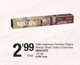 SPAR Fragadis NESCAFÉ Café nespresso Farmers Origins Africas, Brazil, India o Colombia oferta