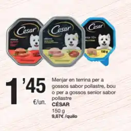 SPAR Fragadis CÉSAR Menjar en terrina per a gossos sabor pollastre, bou o per a gossos senior sabor pollastre oferta