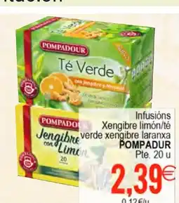 Supermercados Aquí POMPADOUR Infusións Xengibre limón/té verde xengibre laranxa oferta