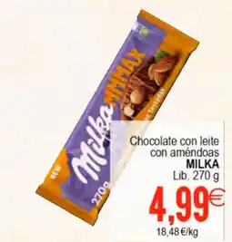 Supermercados Aquí MILKA Chocolate con leite con améndoas oferta