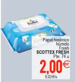 Supermercados Aquí SCOTTEX FRESH Papel hixiénico húmido Fresh oferta