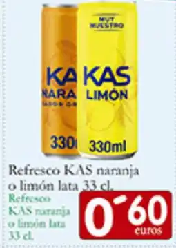Supermercados Bip Bip KAS Refresco naranja o limón lata oferta