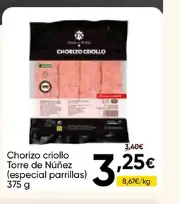 FROIZ TORRE DE NUÑEZ Chorizo criollo (especial parrillas) oferta