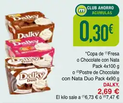 mYm supermercados Dalky Copa de Fresa o Chocolate con Nata oferta