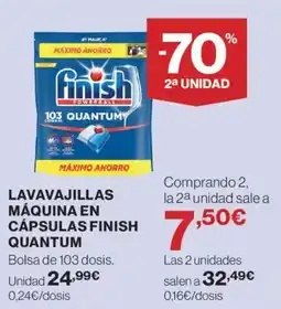 Hipercor Lavavajillas máquina en cápsulas finish quantum oferta