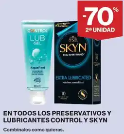 Hipercor En todos los preservativos y lubricantes control y skyn oferta