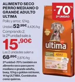 Hipercor Ultima Alimento seco perro mediano o grande adulto oferta