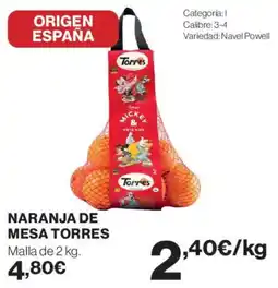 Hipercor Naranja de mesa torres oferta