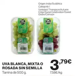 Hipercor Uva blanca, mixta o rosada sin semilla oferta