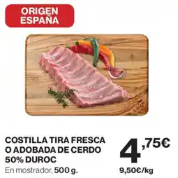Hipercor Costilla tira fresca o adobada de cerdo 50% duroc oferta