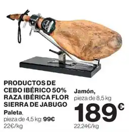 Hipercor Productos de cebo ibérico 50% raza ibérica flor sierra de jabugo oferta