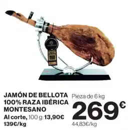 Hipercor Jamón de bellota 100% raza ibérica montesano oferta